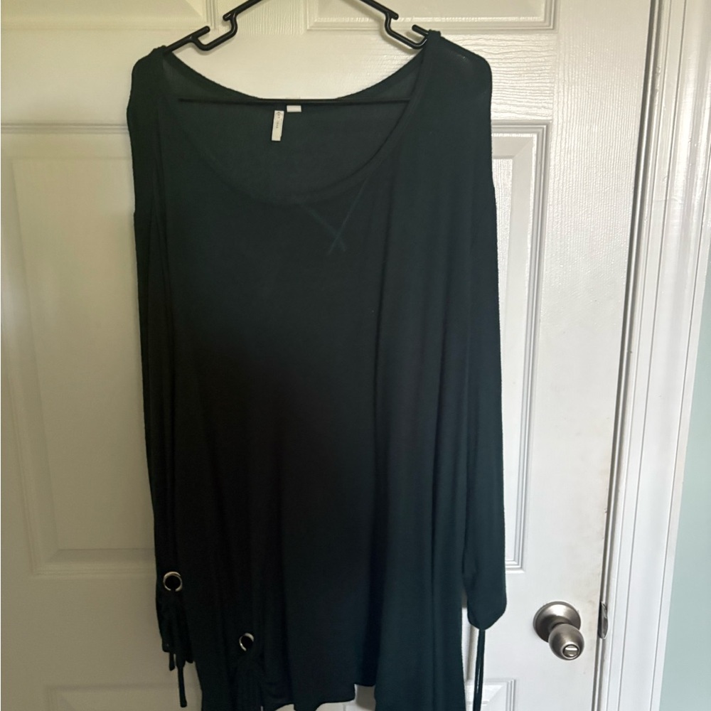 Cato Black Tunic Sweater with Ring Accents
